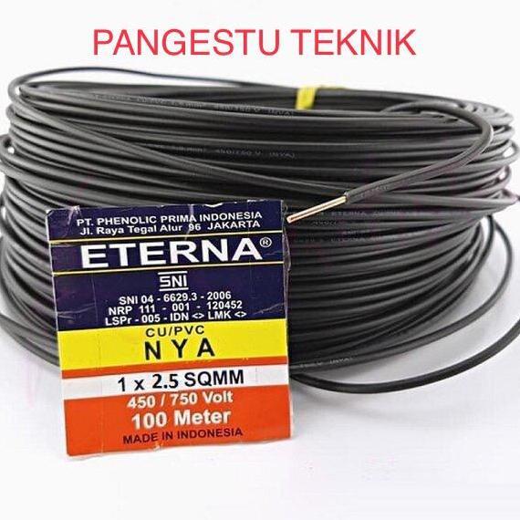 Kabel NYA 2,5 mm Hitam ETERNA / 100 Meter