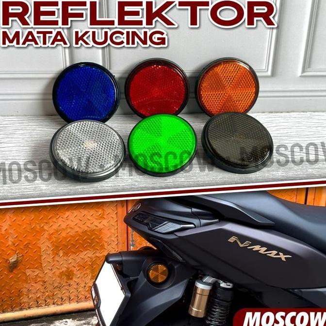 Disc Warning Reflektor Mata Kucing / Model Bulat Plastic Plastik Satuan 1Pc Universal Plug And Play 