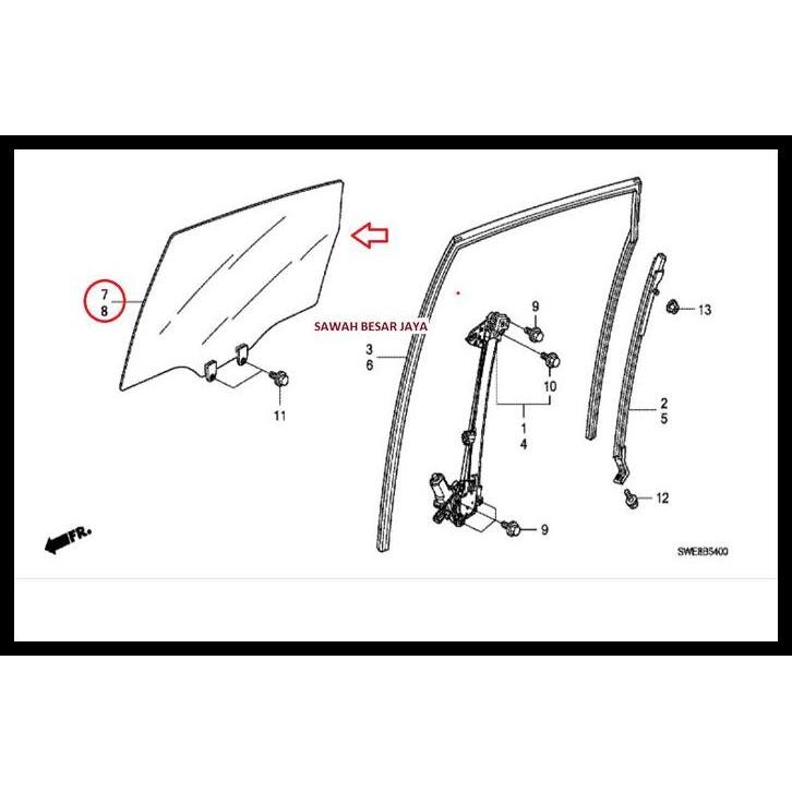 TERBARU KACA PINTU SAMPING DEPAN ATAU TENGAH HONDA CRV CR-V RE GEN.3 2007 2008 2009 2010 2011 2012 O