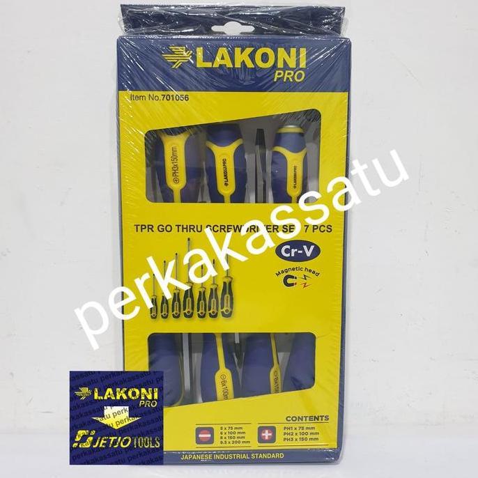 OBENG KETOK SET 7PCS GO THRU SCREWDRIVER LAKONI PRO JETJO TOOLS 701056
