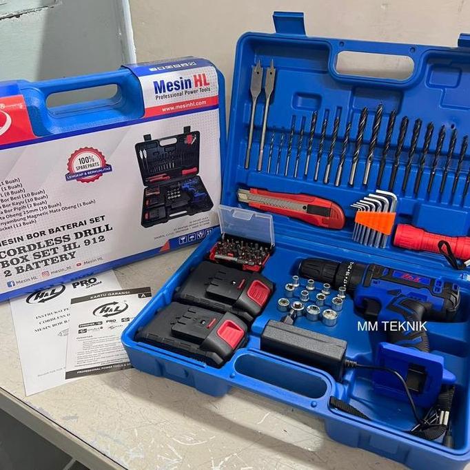 BEBAS ONGKIR - Bor Cordless Drill Bor Baterai 18V H&L Impact Drill Bor Beton HL HnL