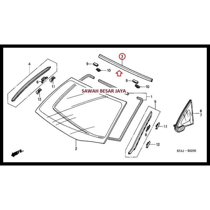 TERMURAH KARET MOLDING LIST LIS KACA BESAR DEPAN BAGIAN ATAS HONDA STREAM 2002 2003 2004 2005 2006 O