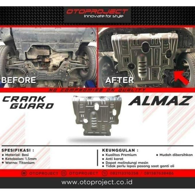 Promo Crank Guard /cover pelindung bawah mesin mobil wuling almaz otoprojet Diskon