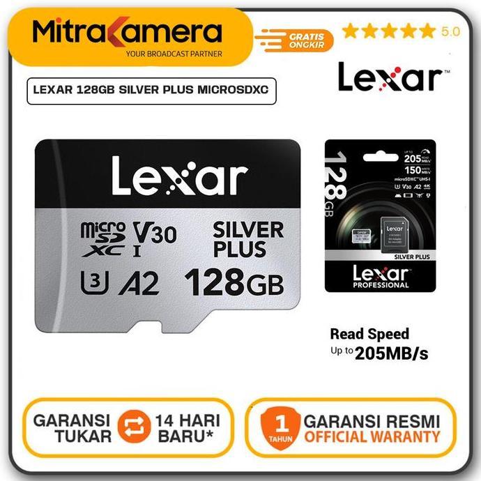 GHOENESH Lexar 128GB Silver Plus microSDXC UHS-I 205MB/s Lexar 128 GB Micro SD