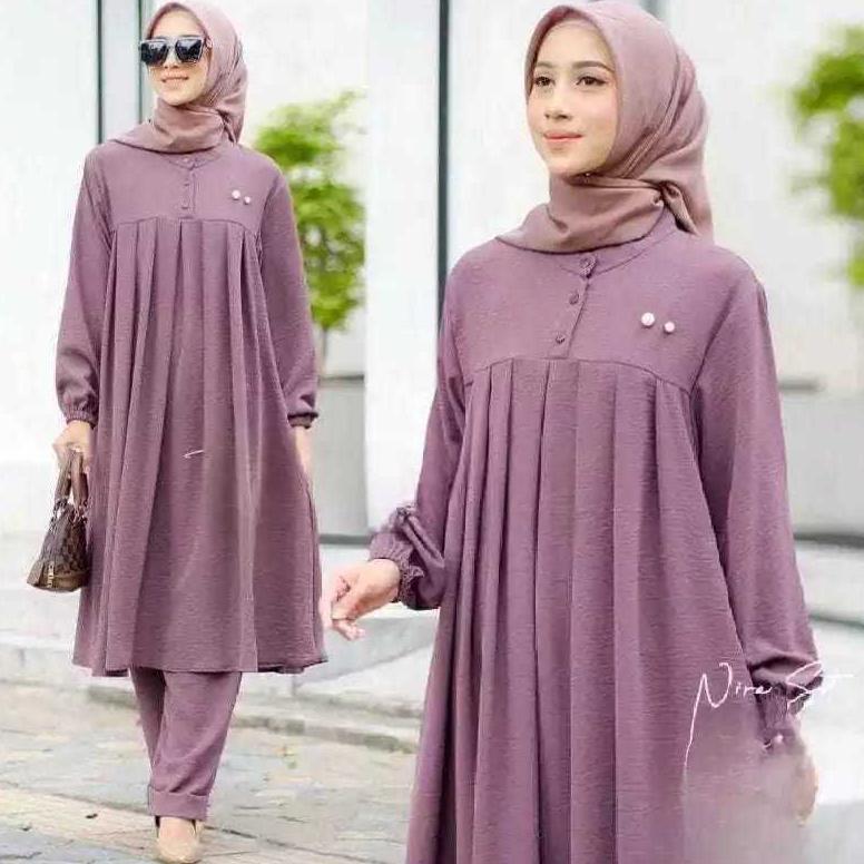 NEW DEALS SETELAN NIRA SETCEL LONG TUNIK / SETELAN WANITA MODERN KEKINIAN TERBARU/ SETCEL PEREMPUAN 