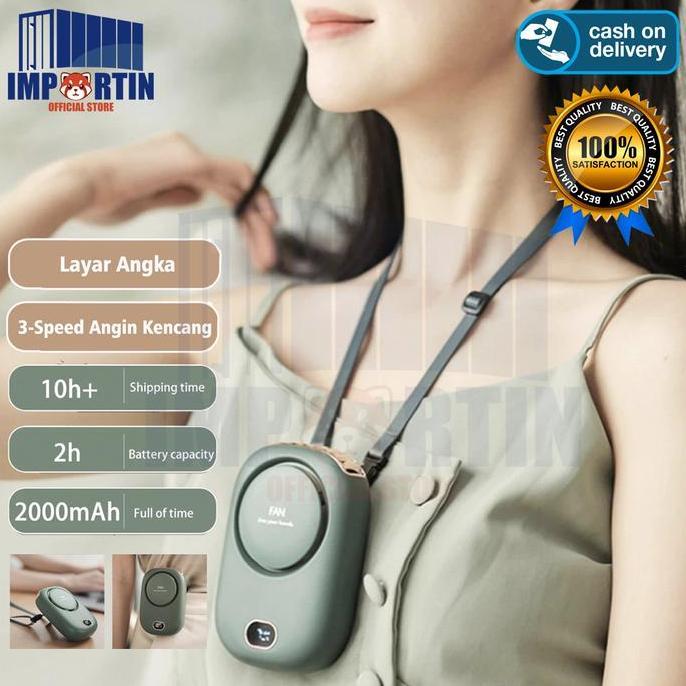 Intanstikebeef - Kipas Angin Mini Portable Gantung Leher Charger USB/ Kipas Angin Portable Rechargea