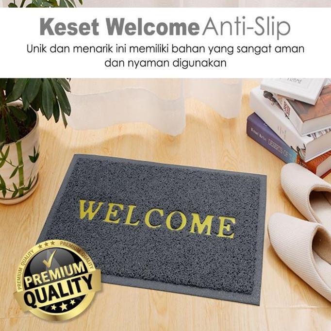 Keset Kaki Welcome Persegi Panjang Keset Kaki PVC Anti Slip