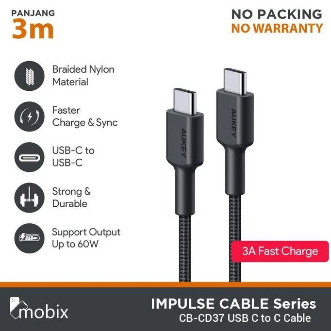 Allthebest- Aukey CB-CD37 USB C To C 3A 3M (NO PACKING & NO WARRANTY)
