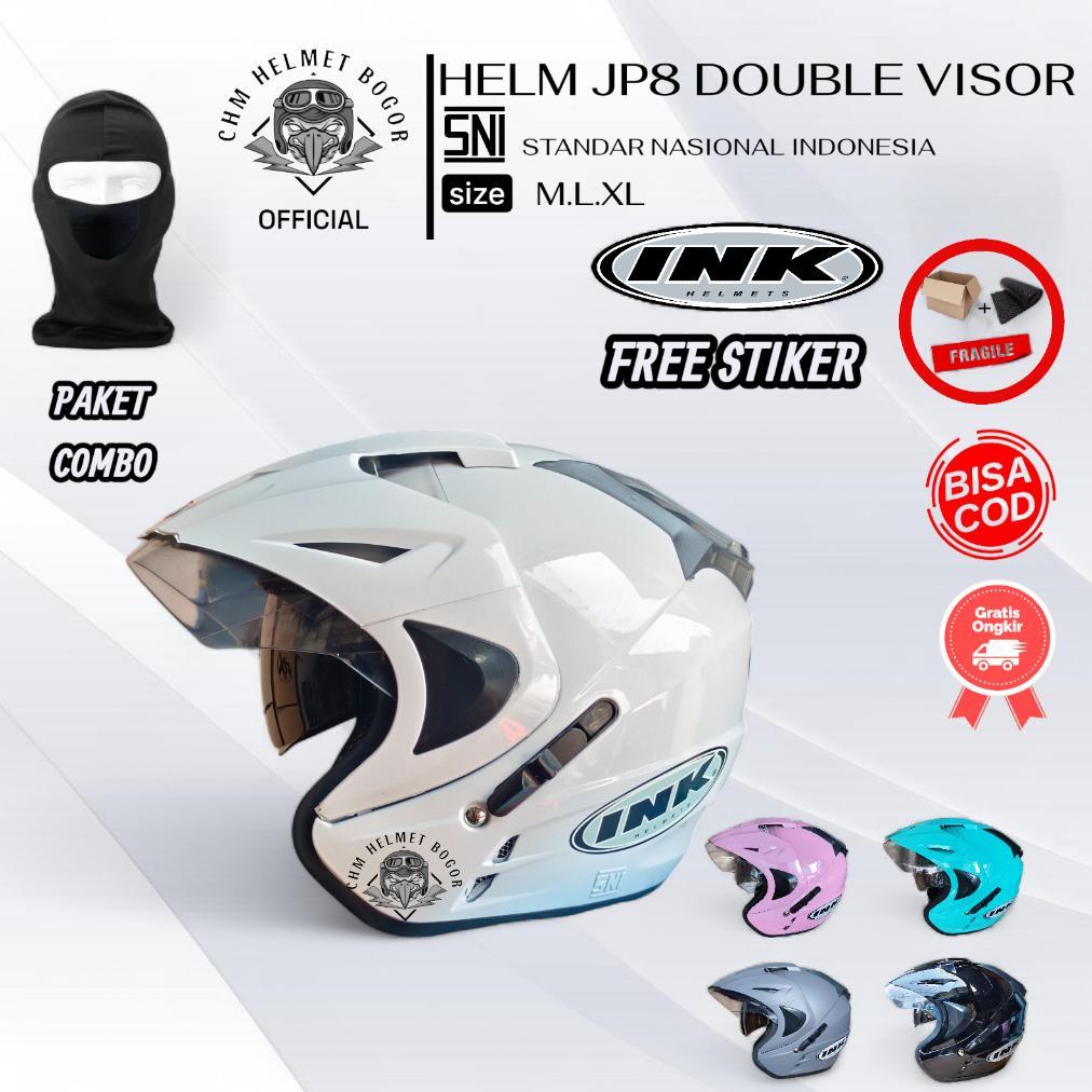 Helm Ink Double Visor JP8 | Helm SNI Free Stiker | Bukan Ink Ori