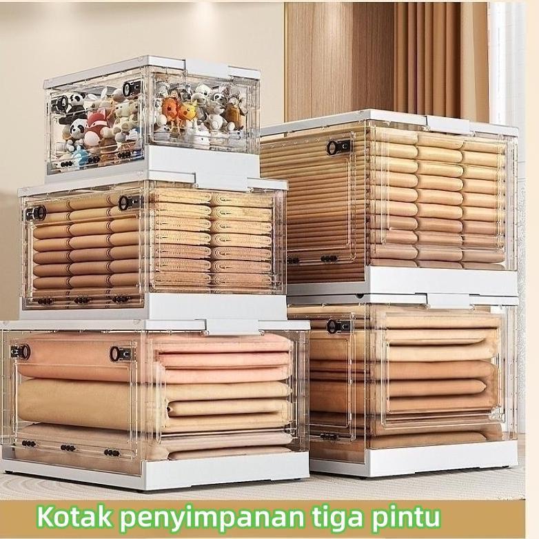 Storage Box Lipat  Transparan kotak plastik kotak penyimpanan plastik Kapasitas ekstra besar kontain