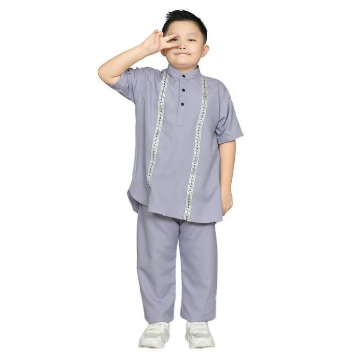 Junior Kids - Arka Koko Anak Laki Laki Lengan Pendek free peci Usia 1 10 Tahun Koko list Pita Batik 