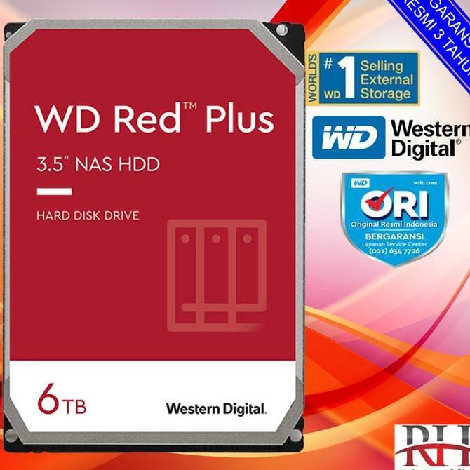 baruniastore - wd red plus pc 6tb 3.5" hdd/ hd/ hardisk/ harddisk internal 6 tb