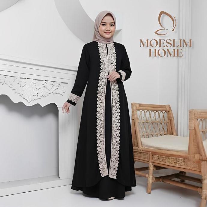 GAMIS ABAYA ANAK PEREMPUAN REMAJA TANGGUNG 8-16 TAHUN BAJU MUSLIM COUPLE IBU DAN ANAK BAHAN CERUTY B