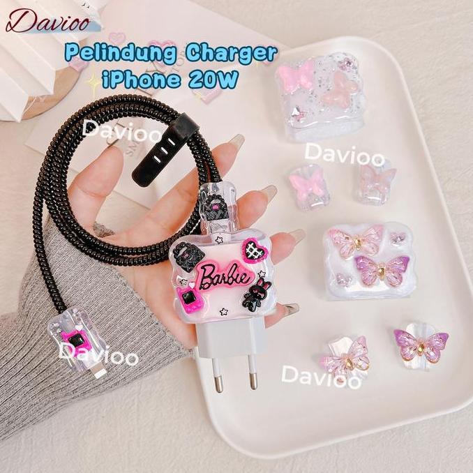 Pelindung Charger FOR IPHONE 20W |Set 5 Item Paket Cover Pelindung Kepala Charger & Kabel Untuk Char