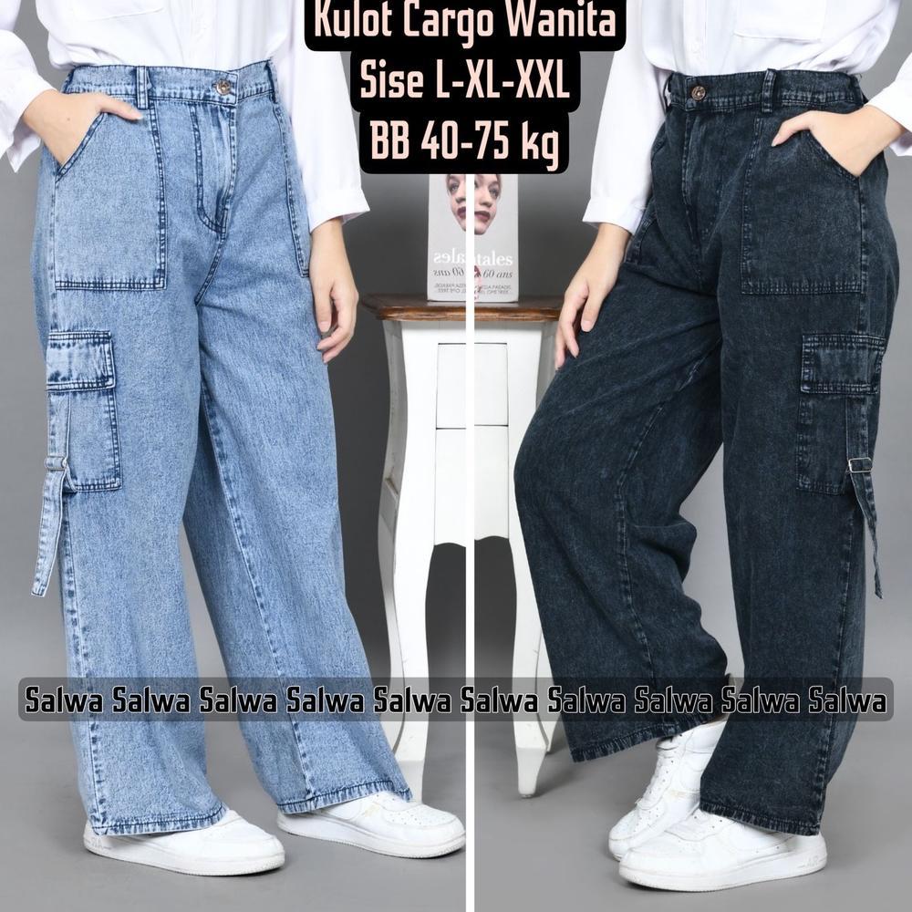 MURAH Kulot cargo jeans wanita kekinian jeans ori size L-XL-XXL BB 40-75 KEKINIAN