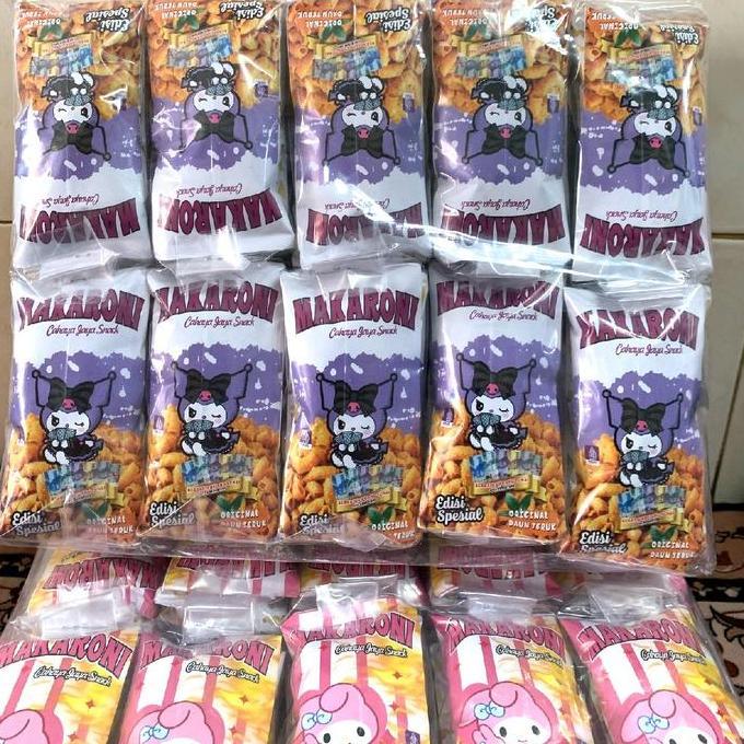 Kabinen_bone - Makaroni @100 pcs - Snack makaroni rasa Original dan Pedas Daun Jeruk - Kemasan Karak