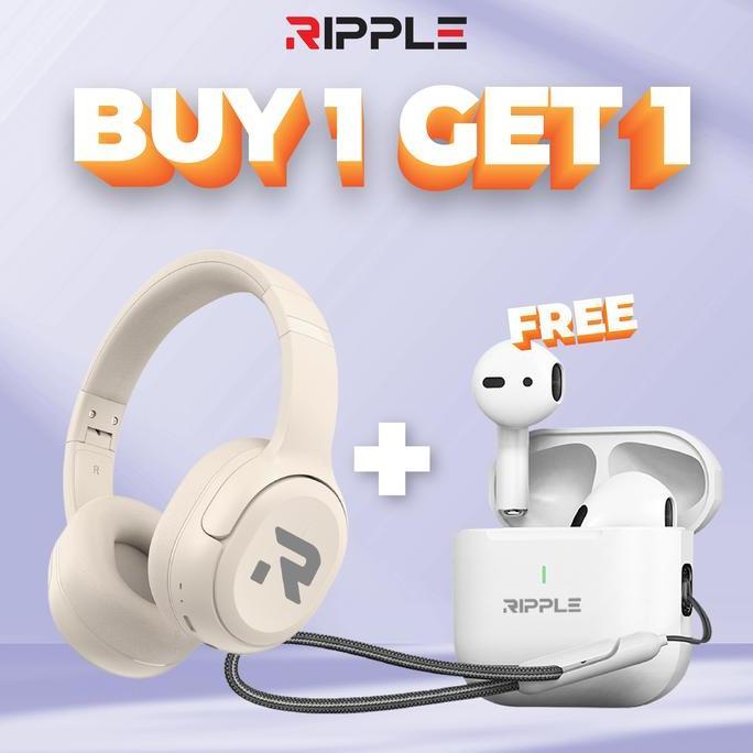 Super Promo Bundle RIPPLE Rippods Headphone RHB A005 + Prime White TWS Bluetooth Best Seller