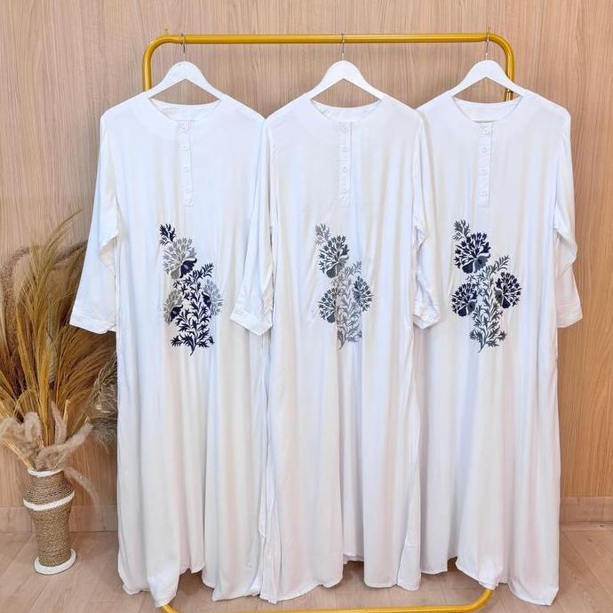 Gamis Putih Jumbo Ld 120 Cm Model Bordir Kekinian