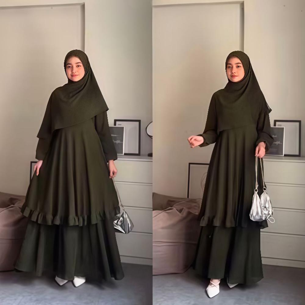 TERMURAH Gamis Malaysia Dewasa Ceruty Rempel Bawah Busui Friendly