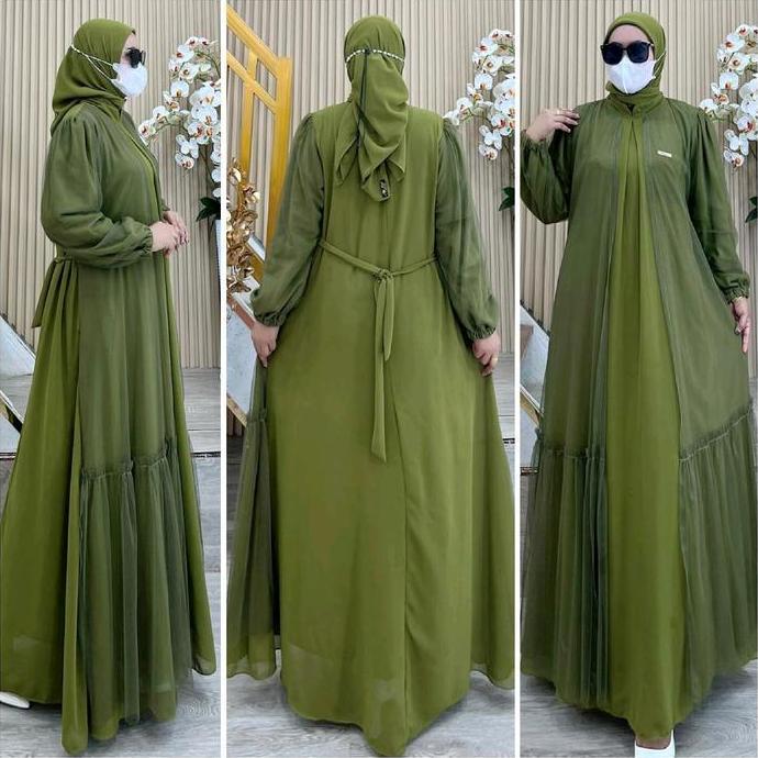 Aje Zas Collection Gamis Terbaru Motif AZIZAH Ori By Aje Zas Collection Ceruty Muslim Panjang Wanita