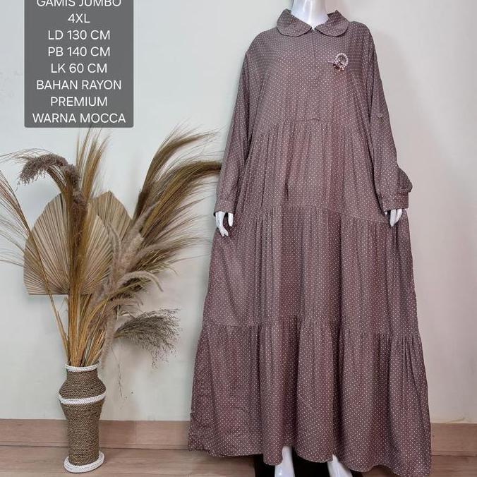 Gamis Jumbo Ld 130 Cm Bahan Rayon Premium Motif Polkadot