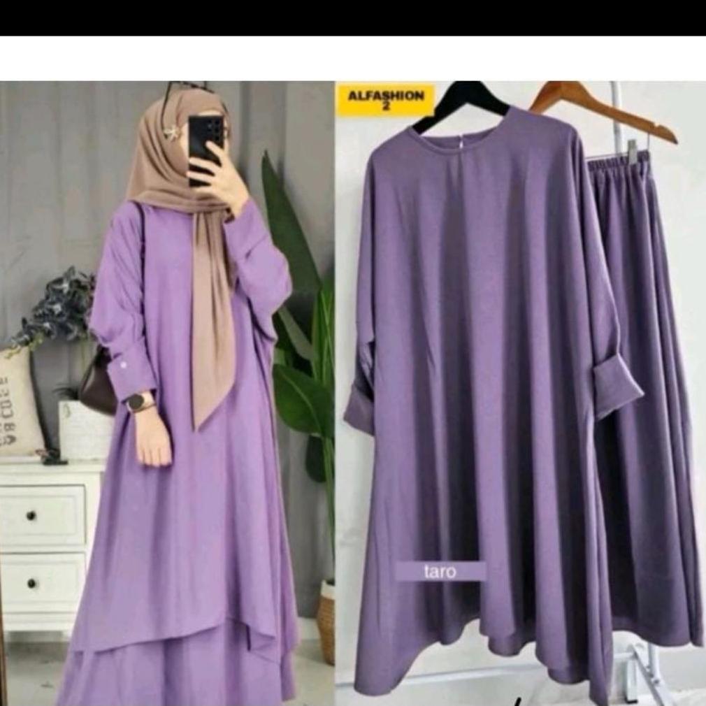 HOT SALE PROMO one set Rok tunik satu set tunik dan rok polos wanita terbaru abaya tunik baju muslim