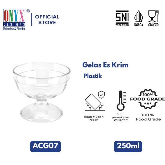 Allthebest- Onyx, Gelas Es Krim 250ml: Plastik SAN, Aman untuk Minuman, Bebas BPA, ACG07