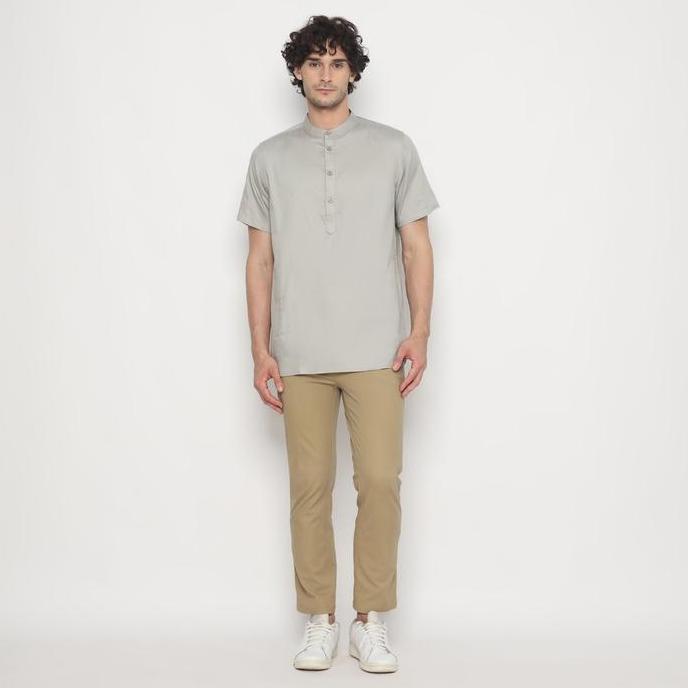 FICHINO Kemeja Koko Kurta Pria Lengan Pendek Donte Hijau Sage 02