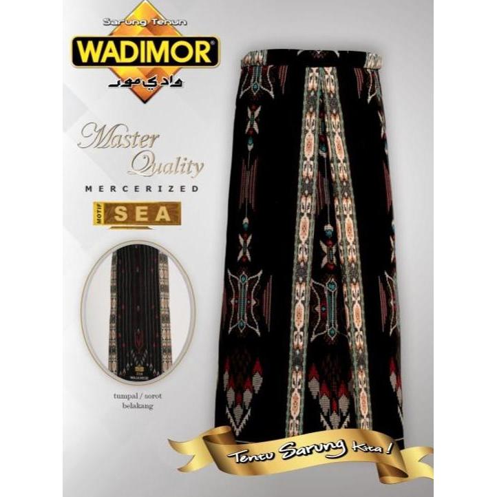 Wadimor Sarung Tenun Master Quality Motif SEA Special Hitam Dewasa Kain Katun Lembut Muslim Putih So