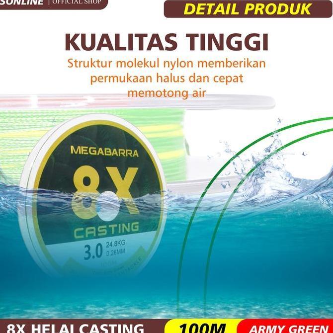 Langsungdapat- Sonline  Tali Pancing Pe Megabarra 8X 100M 8 Helai Warna Colorfull Alat Ikan Joran