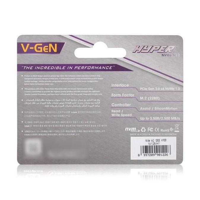 Saverain- Vgen Ssd M2 Nvme 128Gb - Ssd V-Gen 128 Gb M.2 Nvme Hyper + Incld Baut M.2