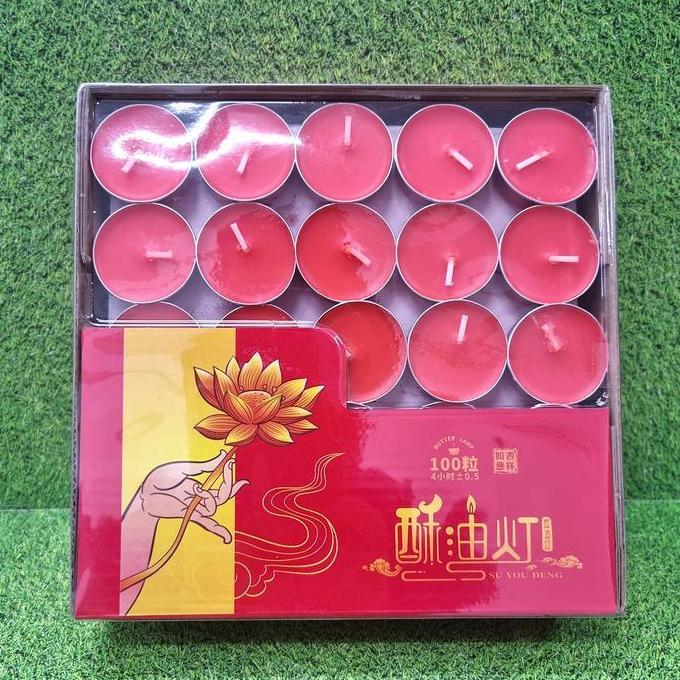 Lilin Bulat Gepeng Kecil isi 100 / Kotak | Merah dan Kuning