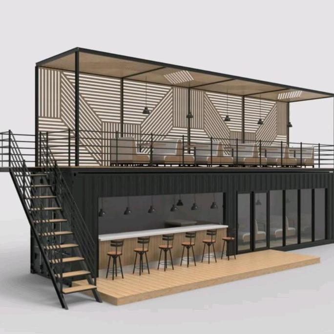 Terlaris Cafe Container Booth Coffee Shop Outdoor 2 Lantai Double Deck