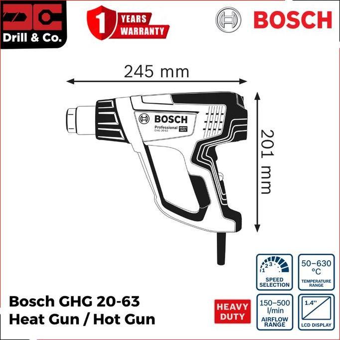 Powerx- Bosch Ghg 20-63 Mesin Pemanas Digital / Hot Gun / Heat Gun