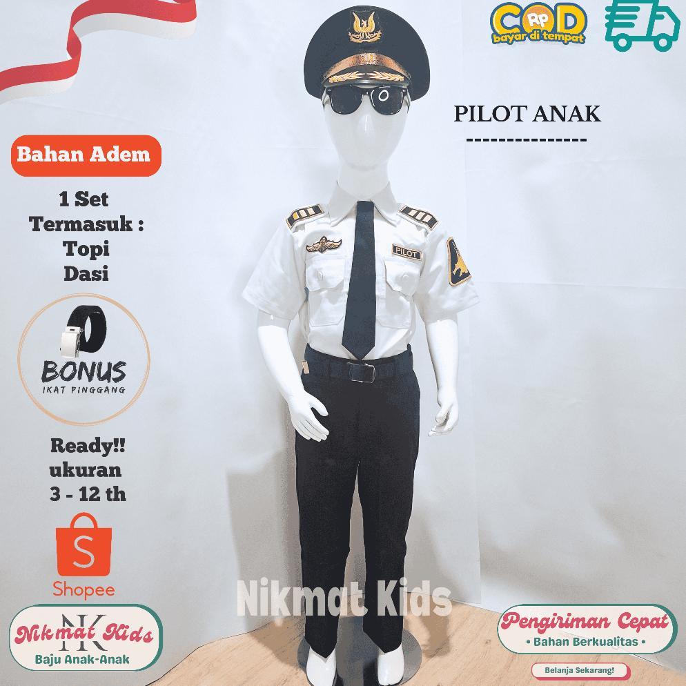 Baju Pilot Anak Laki Laki Seragam Profesi Pilot Pesawat Anak Kostum Pilot Baju Karnaval Tk Paud