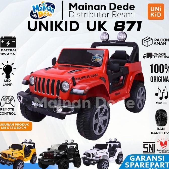 Lansungkirim- Yukita Mainan Mobil Aki Anak Super Jeep Rubicon 938 4X4 Ban Karet Musik Mp3 Bluetooth 