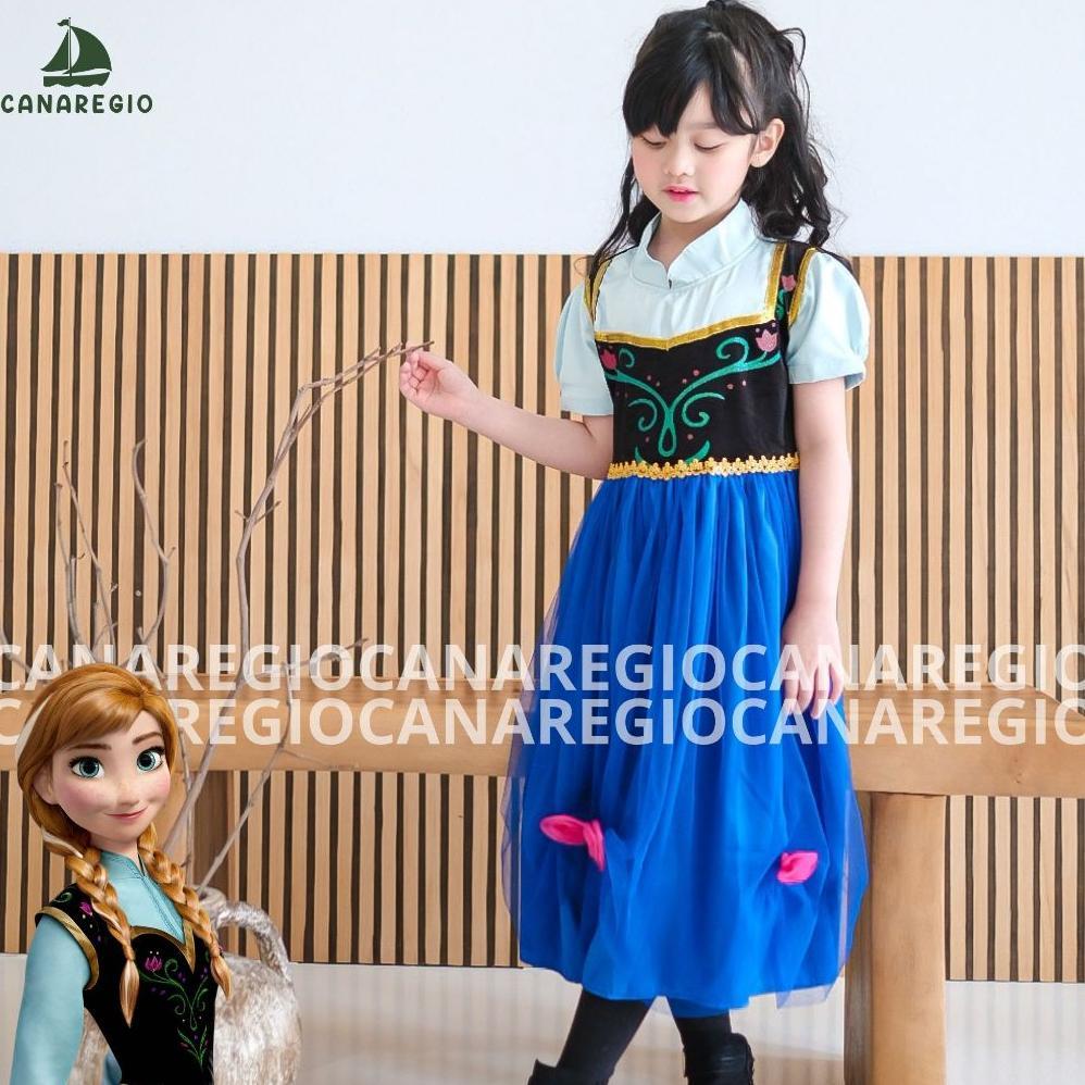Anna Frozen Disney Anna Kostum Anak Saten Bludru