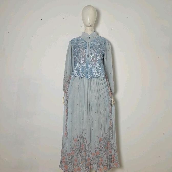 Gamis Ceruty Dress Wanita Remaja Terbaru Premium Kekinian Rompi Brukat Prisket 2025 Lebaran Muslim D