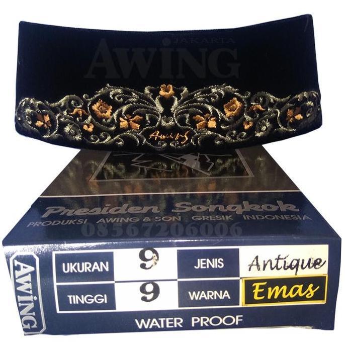 Songkok Kopyah Peci Awing New Antique Emas Motif Muslim