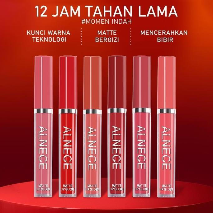 Lansungkirim- Alnece 6 Set Lip Gloss Lipgloss Matte Lembut Tahan Lama Melembabkan Dengan Lipstick Li