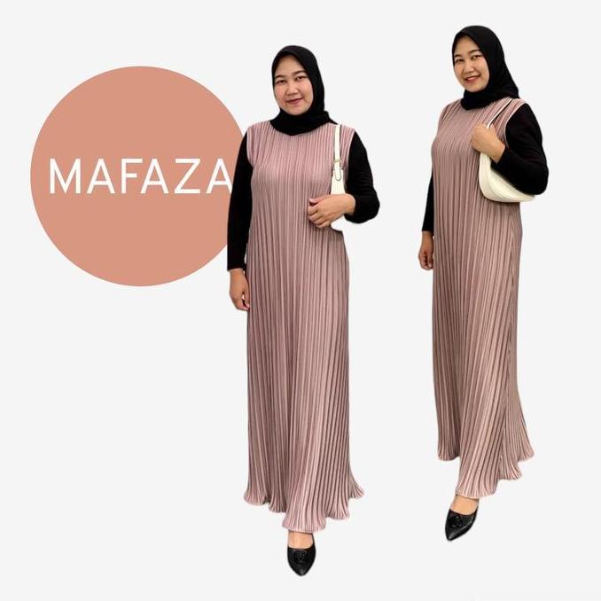 Inner Dress Plisket Oversize - Gamis Plisket Tanpa Lengan Casual - Inner Long Jumbo Plisket Premium 
