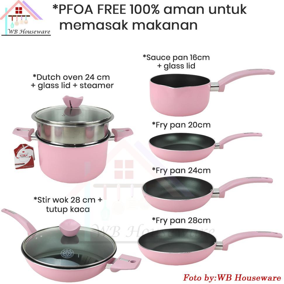 BEST SELLER (FREE PACKING DUS + BUBBLE) PANCI SET 9PCS RENATA MOELOEK / COOKWARE SET PASTEL PINK SUP