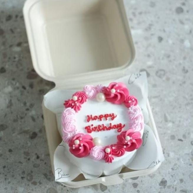 Bento Cake Birthday Flower Korean Cake Fresh Cream Cake Kue Ulang Tahun