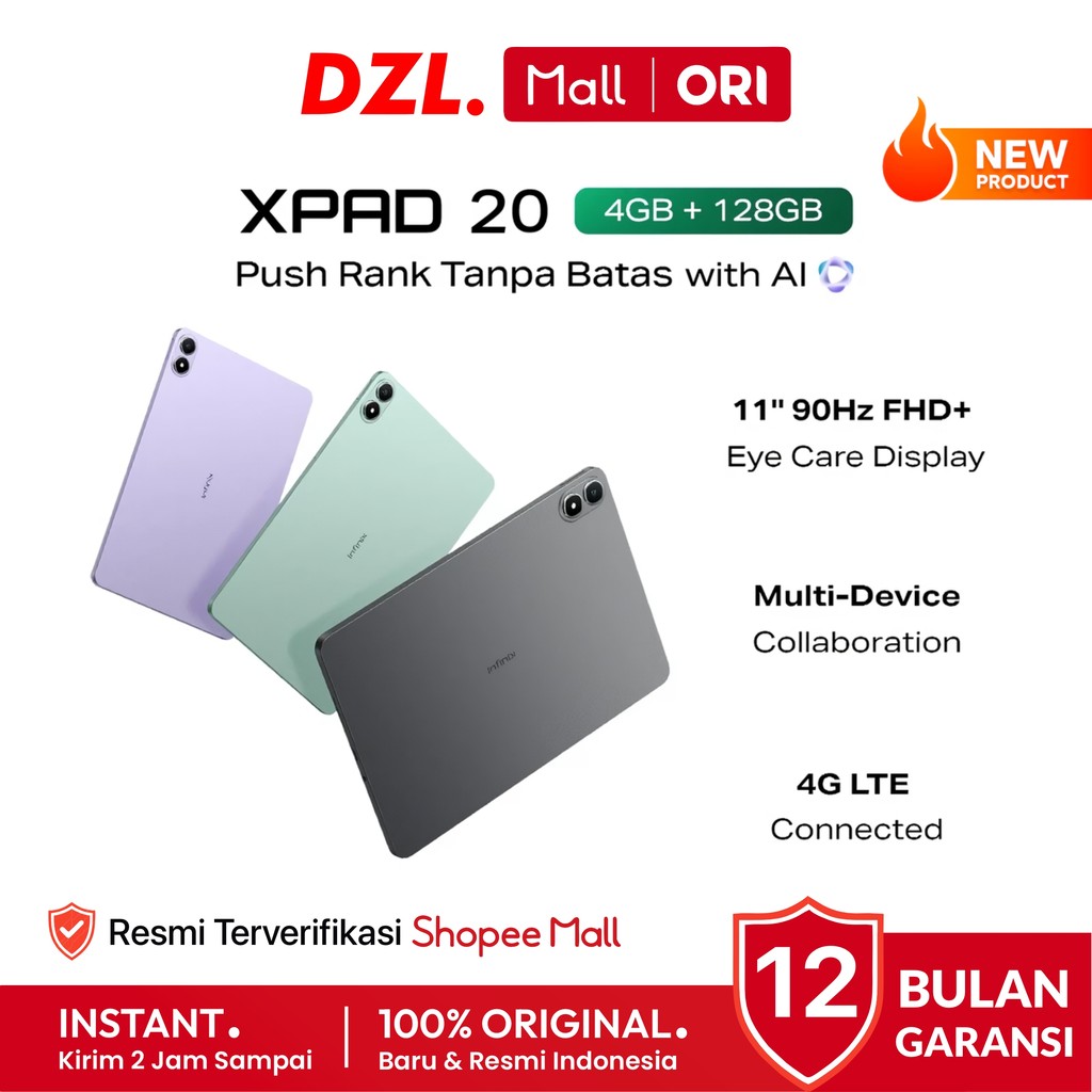 DZL - Tablet INFINIX XPAD 20 8/256 4/128 Tab Sim Card Pad 4G LTE Original Resmi Official Store Ori