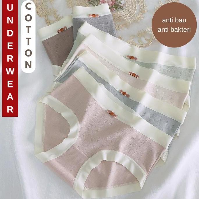 9825CD Celana dalam wanita katun pita CD seamless cotton lembut Women Underwear Panty Pinggang Tingg