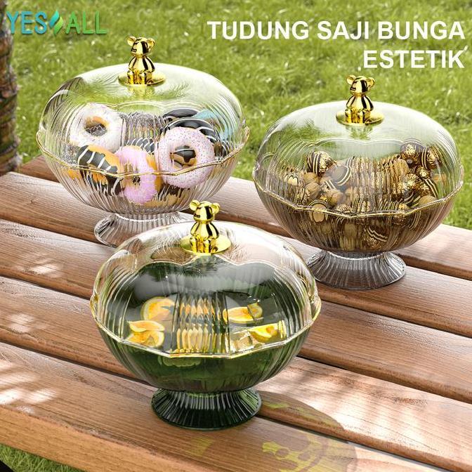 Foodcity- Yesall Tudung Saji Bulat Penutup Makanan Transparan Tudung Saji Estetik Wadah Saji Prasman