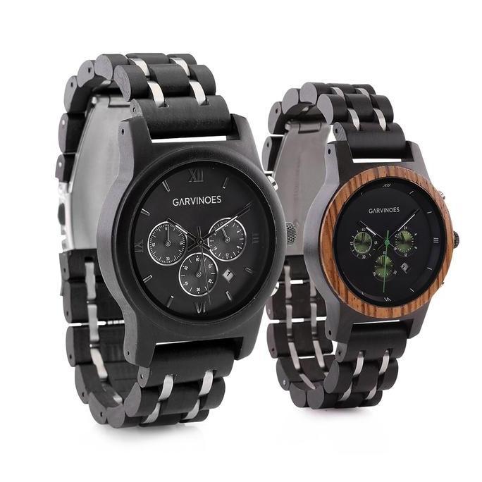 GARVINOES Eboni Series & Cassia Green Eyes Jam Tangan Kayu Couple/Pria/Wanita