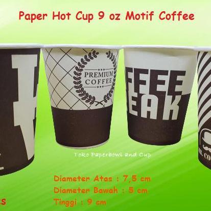 Paper Hot Cup 9 oz 210 ml isi 1000 pcs Motif Coffee