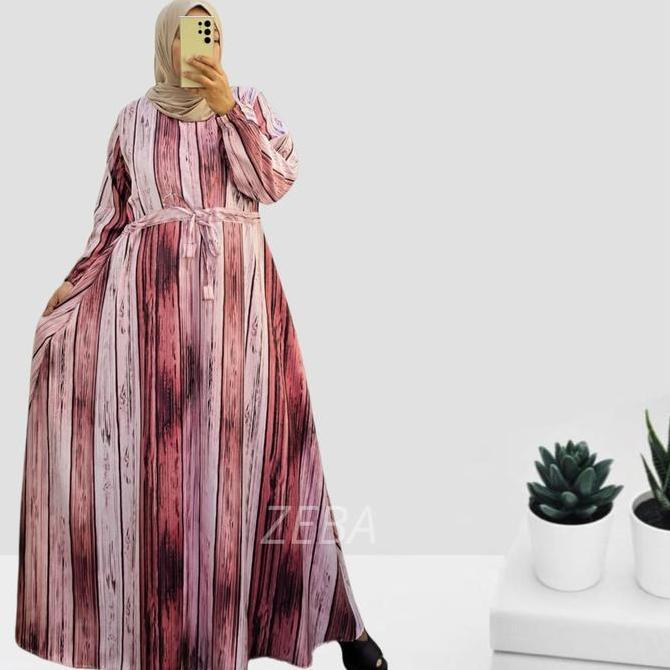 Zeba | Aurel Gamis Jumbo Busui LD120 130 140 150 Muat BB 70 - 150 kg Maxi Dress Serut Wanita Bahan S