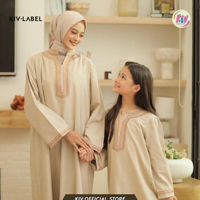 KIV Sarimbit Cream Bayanaka Series Lebaran Baju Muslim Raya Keluarga Family Set Couple Gamis Pasanga